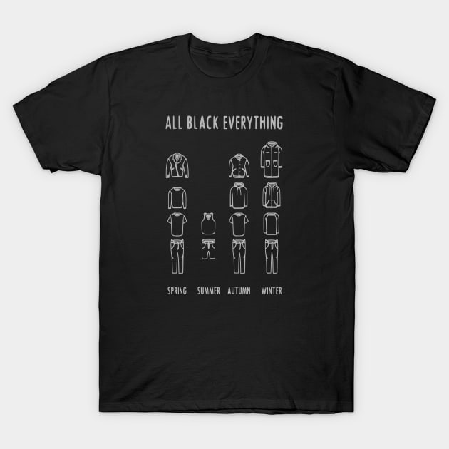 All Black Everything Four Seasons Clothing T-Shirt by prettyinpunk